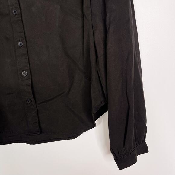 New Evereve Cloth & Stone Small S Black Button Front Blouse Long Sleeve Lyocell - Picture 4 of 8